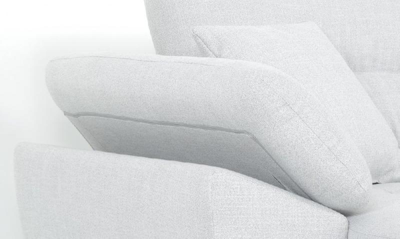 Canapé d'angle fixe gauche Tipix - Tissu Bergamo gris clair avec méridienne réversible et manchette relevable_4
