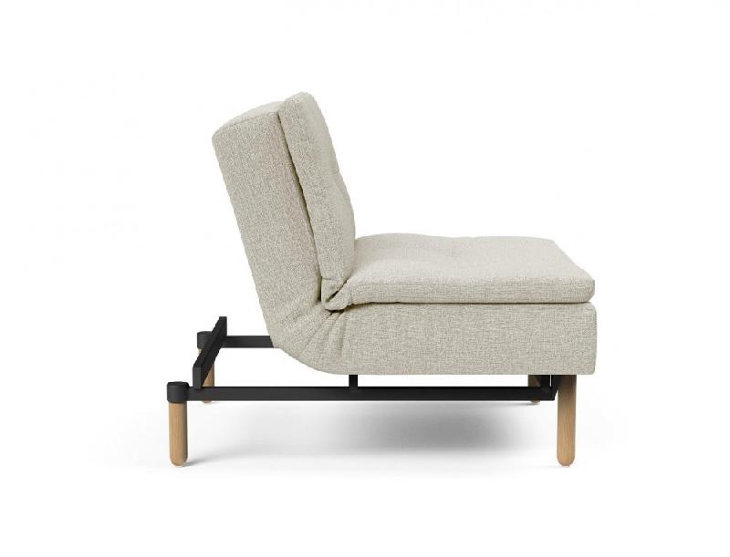 Fauteuil design Dublexo Stem convertible - Lit 90x115 cm - Pieds obus en chêne naturel - Tissu Mixed Dance Natural_4