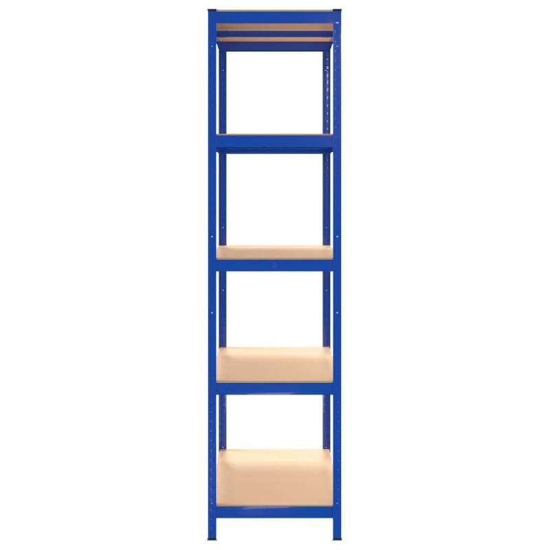 Vidaxl étagères à 5 niveaux 2pcs bleu acier et bois d'ingénierie 152866_4
