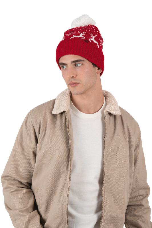 Bonnet de Noël motifs rennes - K-up - 100% acrylique et polyester - Réf: KP512_4