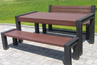 Ensemble pique-nique en plastique recyclé - KIT HYDE PARK - 165 ou 195 cm - Design sobre et contemporain_4