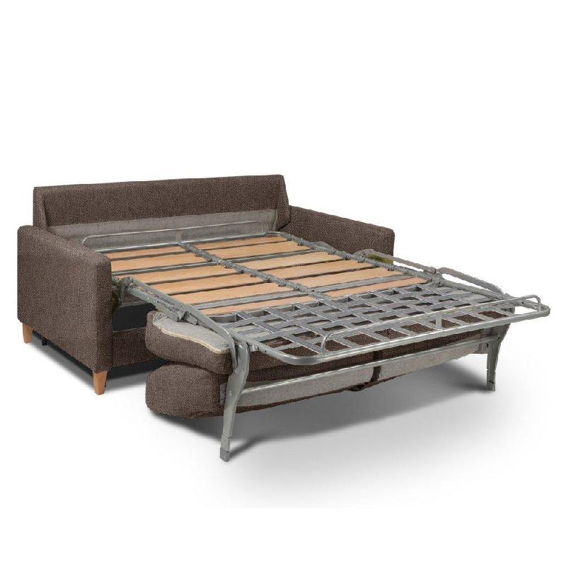Canapé convertible OGGETTO - Matelas 16 cm - Système express - Sommier à lattes 160 cm - Velours marron - Renatonisi_4