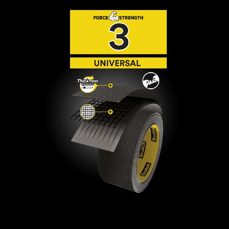 Adhésif de réparation SCOTCH universal - Noir - Déchirable à la main - 25 m x 48 mm - Multi-usage intérieur/extérieur_4