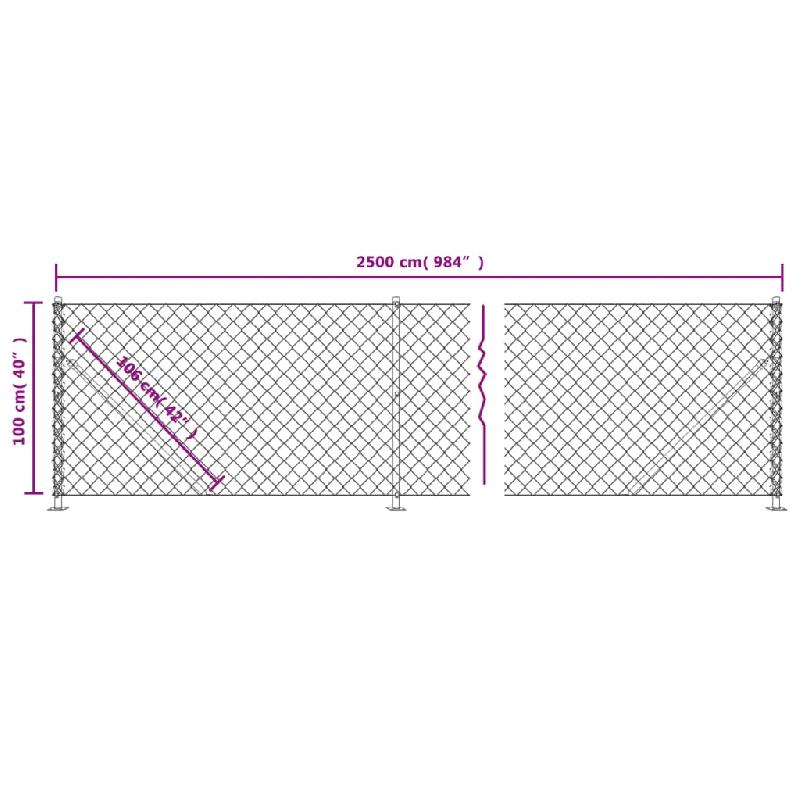 Vidaxl clôture à mailles losangées avec bride anthracite 1x25 m 153993_4