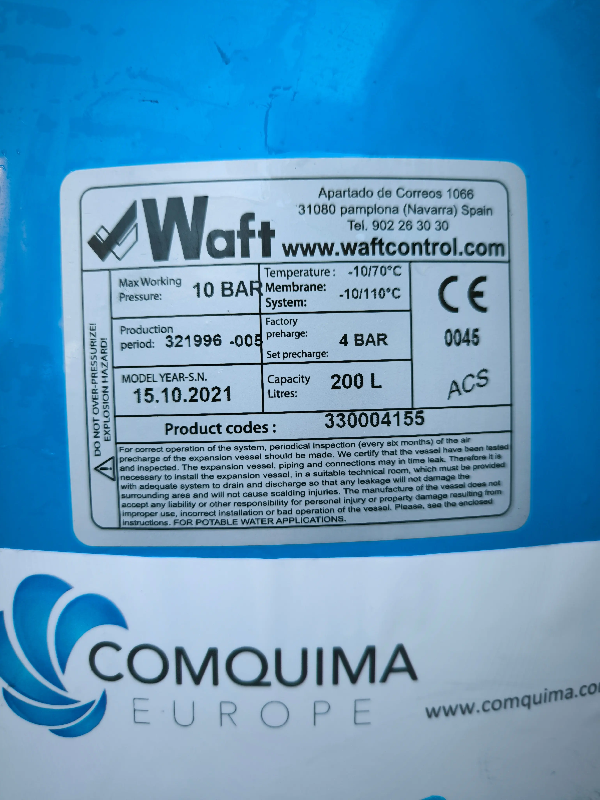 200 litres 10 bar waft boiler tank - référence : c13452_4