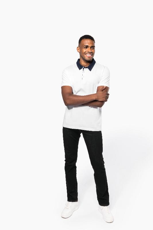 Polo jersey bicolore homme - Réf: K260 - 100% coton peigné - Col chemise contrasté - Marque Kariban_4