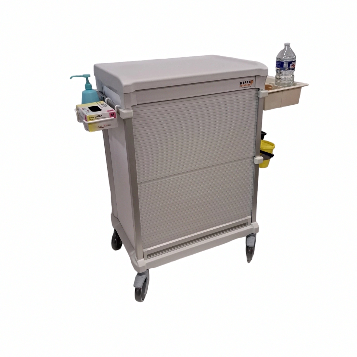 Chariot de soins modulaire, avec fermeture à rideau ergonomique pour le stockage des médicaments et fournitures médicales - WEECART_4