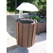 Corbeille Scori - poubelle publique Hahn France - ronde, 55L avec support et options en acier galvanisé ou hanit®_4