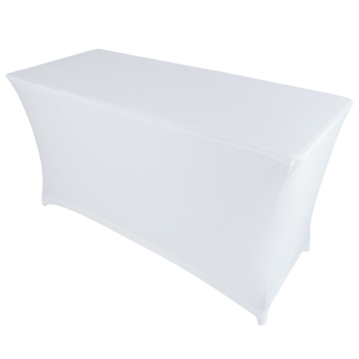 Table pliante 180cm - 4 réhausseurs - nappe stretch blanche - hauteur ajustable 74 à 90 cm_4