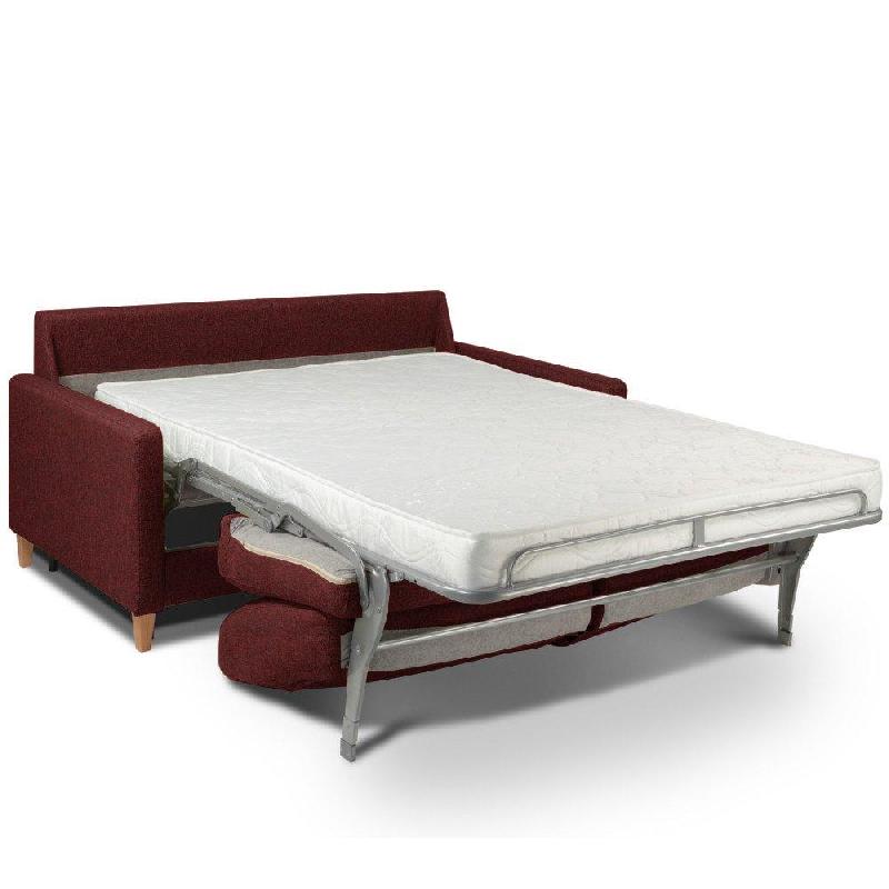 Canapé convertible OGGETTO - Matelas 16 cm - Système express - Sommier à lattes 160 cm - Microfibre Bordeaux - RENATONISI_4