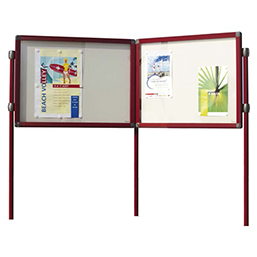 Vitrine d'extérieur avec porte levante en PMMA - piétement en tube alu anodisé ou laqué - étanche et sécurisée_4