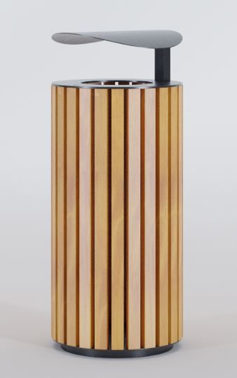 La corbeille Woody - poubelle publique - The Italian Lab - D. 450 mm, H. 900 mm, capacité 100 L, poids 22.9 kg_4