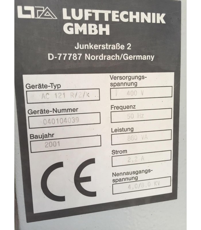 Aspirateur de brouillard d'huile - LUFTTECHNIK AC 121 R/2/K - Accessoires machines - N° Stock 4188_4