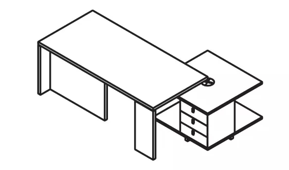 Bureau Exécutif design italien et meuble de service 2 caissons 3 tiroirs - 2 modules ouverts So Terra_4