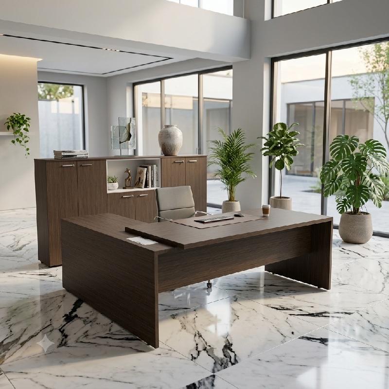 Bureau d'angle T45 avec caisson - Quadrifoglio. - 220, Droite, Eucalyptus_4