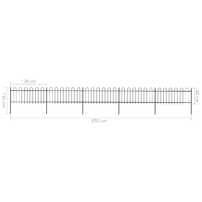 Vidaxl clôture de jardin avec dessus en cerceau acier 8,5 x 0,8 m noir 277651_4