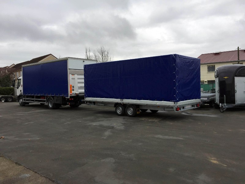 Remorque plateau Humbaur HT 255124 - 2 essieux, ridelles alu et roues dessous_4