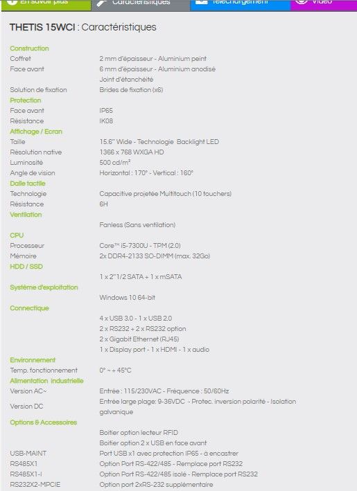 Thetis 15WCI - Écran tactile encastrable Trueflat IP65/IK08 - Résolution Full HD 1920x1080 - Intel Core i5-7300U_4