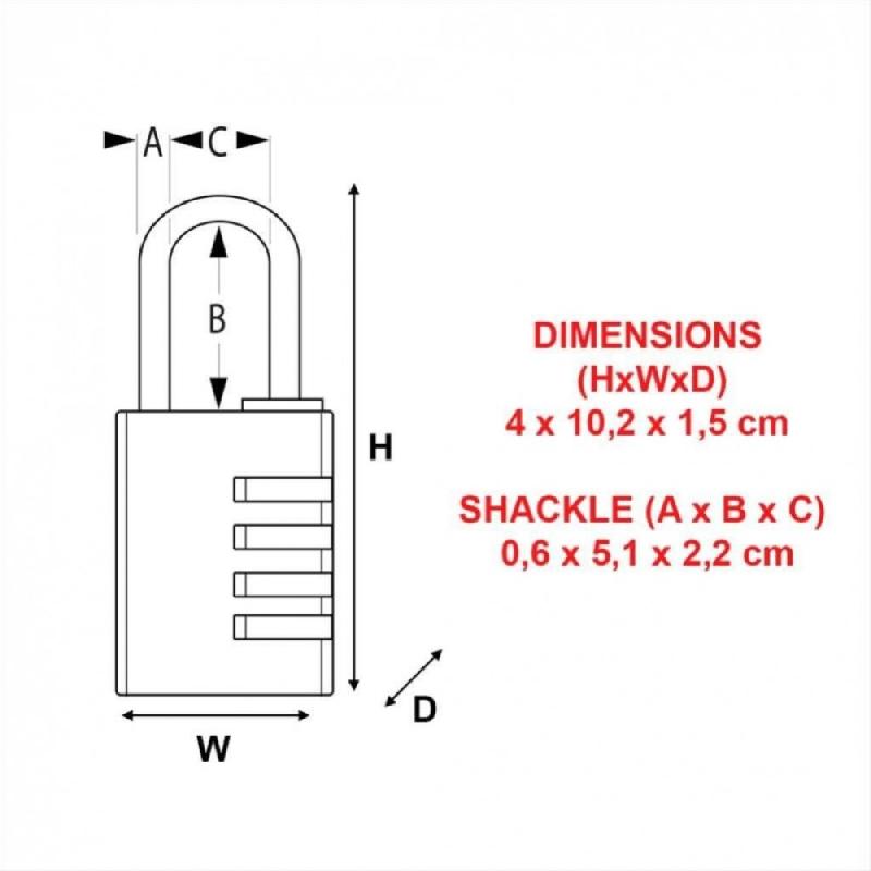 Cadenas à combinaison programmable Master Lock en aluminium - largeur 40 mm - anse en acier chromé_4