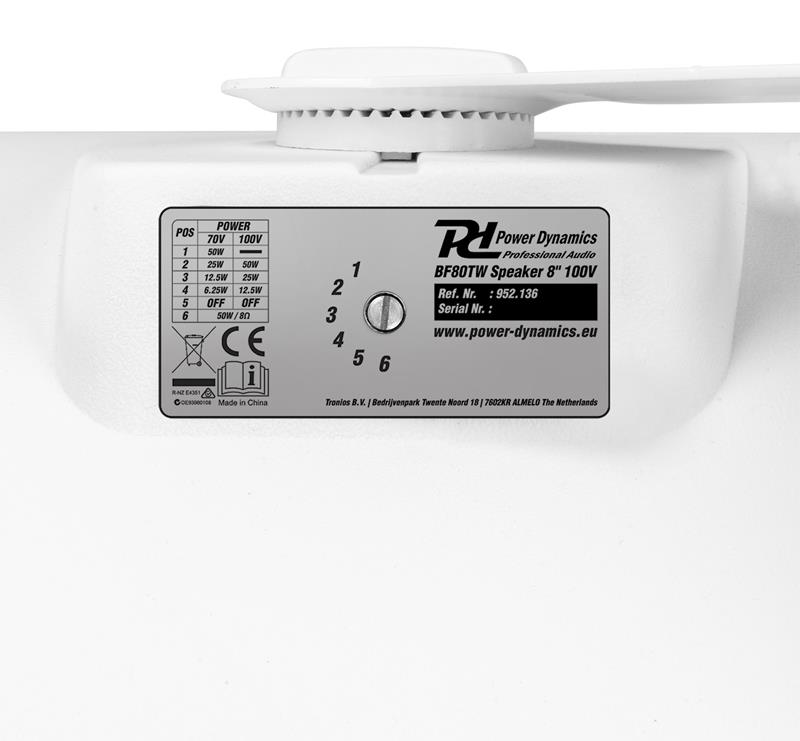 Enceinte Public Address étanche IPX5 50 Watts - BF80 TW - Compatible 100V et 8 Ohms - Usage intérieur/extérieur_4