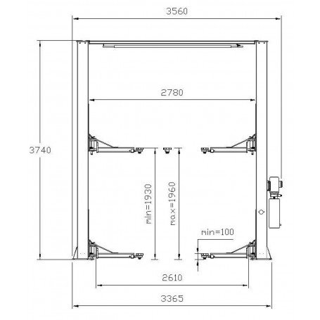 Pont élévateur hydraulique à 2 colonnes 4 t 230 V avec déverrouillage électrique et raccordement supérieur MW Tools HB240MCF_4