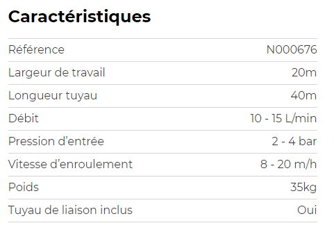 Système d'irrigation avec tuyau 40m et distribution uniforme de l'eau
