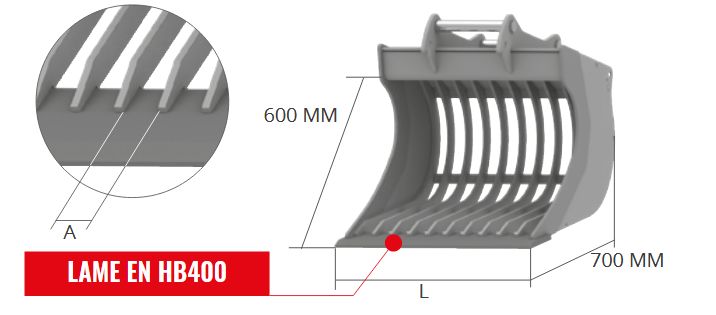 Godet squelette General Duty - Vs 60GD - Cangini - 600 mm_4