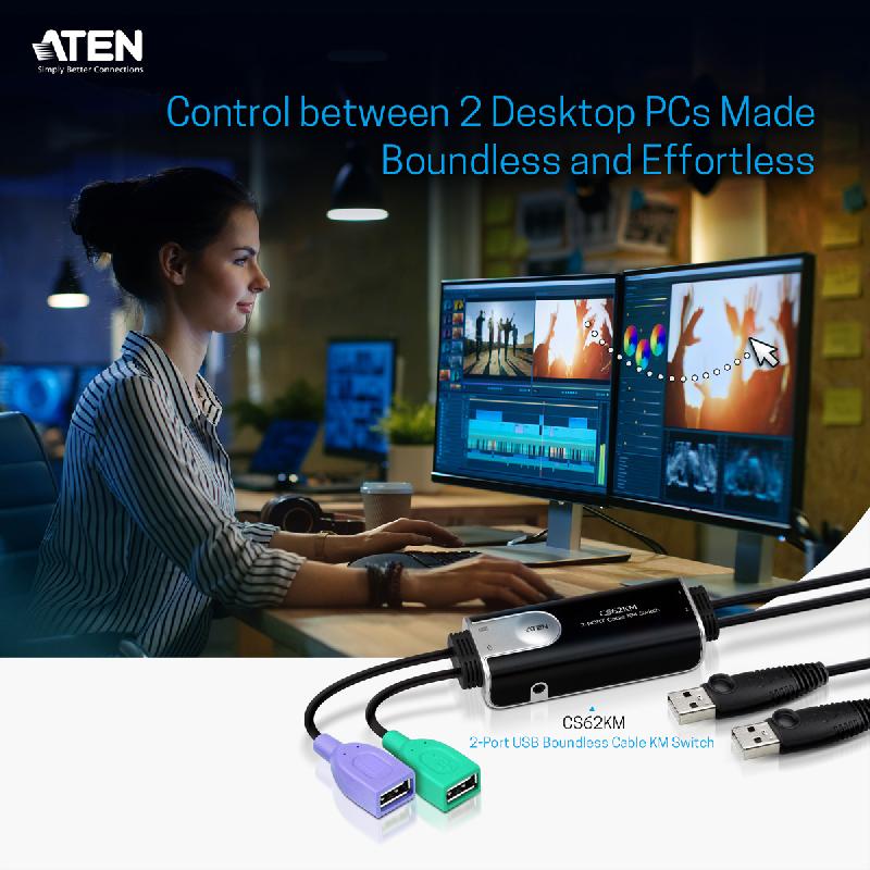 ATEN CS62KM Commutateur KM Câble Boundless USB à 2 ports_4