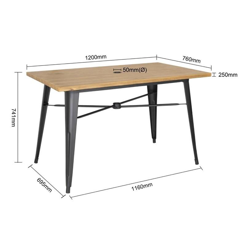 Table d'extérieur 120x76x75cm bois clair | Bolero - FT954_4