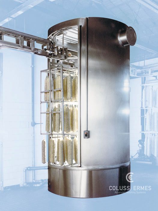Lavage-soufflage saucissons - laveuse industrielle alimentaire Colussi Ermes sur mesure - acier inox_4
