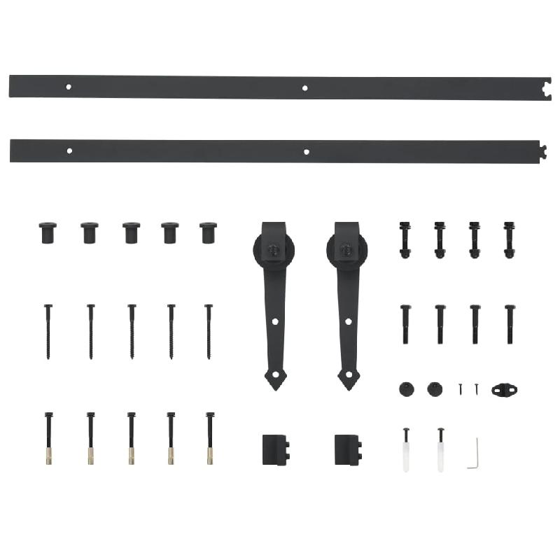 Vidaxl kit de quincaillerie de porte coulissante 183 cm acier noir 142827_4