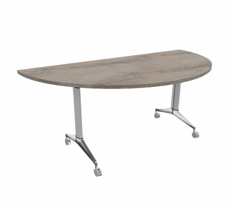 Table de réunion ½ lune Net - Mobel Linea - Alu, Chêne grisé_4