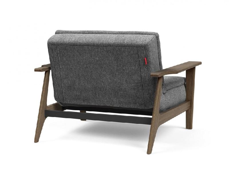 Innovation Living - Fauteuil design Dublexo Frej Twist Charcoal convertible lit 90x115 cm - Piétement chêne fumé_4