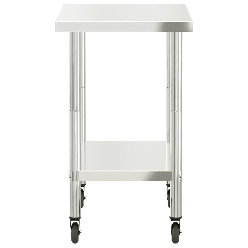 Vidaxl table de travail de cuisine avec roues 82,5x55x85 cm inox 376463_4