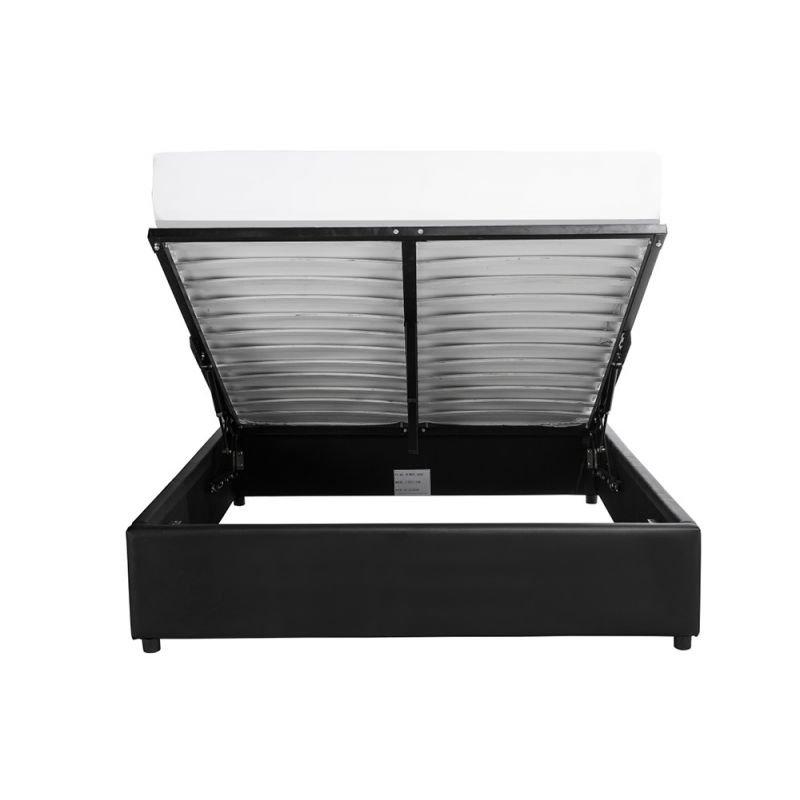 Cadre de lit Dorres 160x200 cm - Sommier relevable avec coffre de rangement - Polyuréthane noir_4