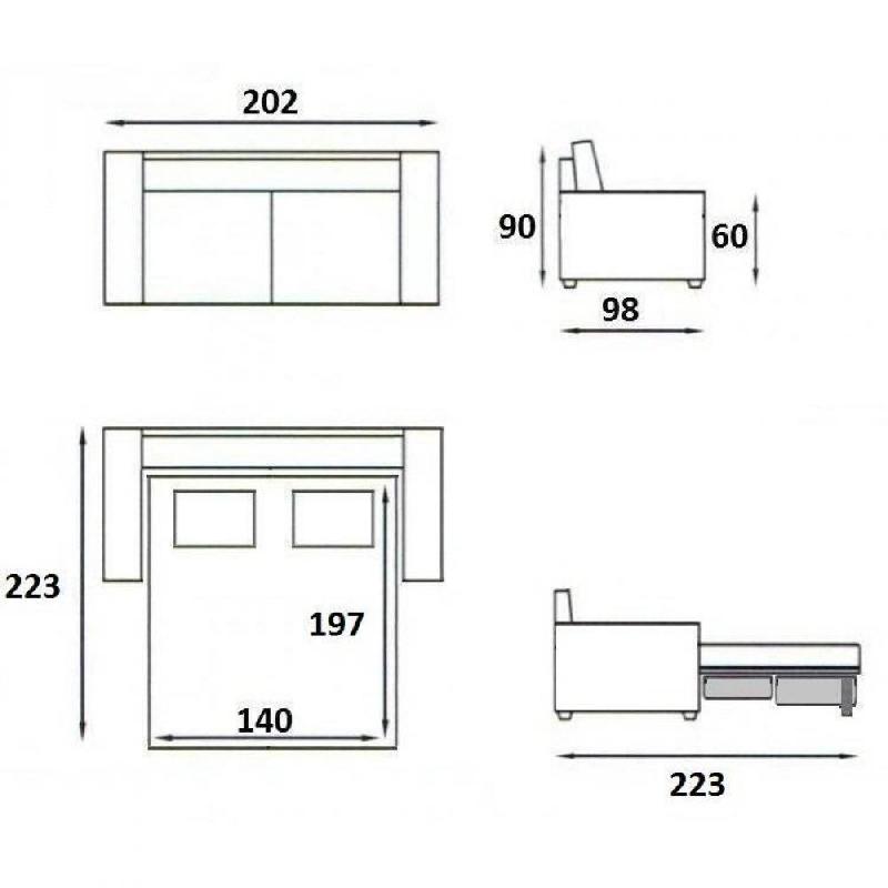 Canapé convertible express Squadra 140 cm - Sommier à lattes RENATONISI - Polyuréthane graphite - Matelas haute résilience 16 cm_4