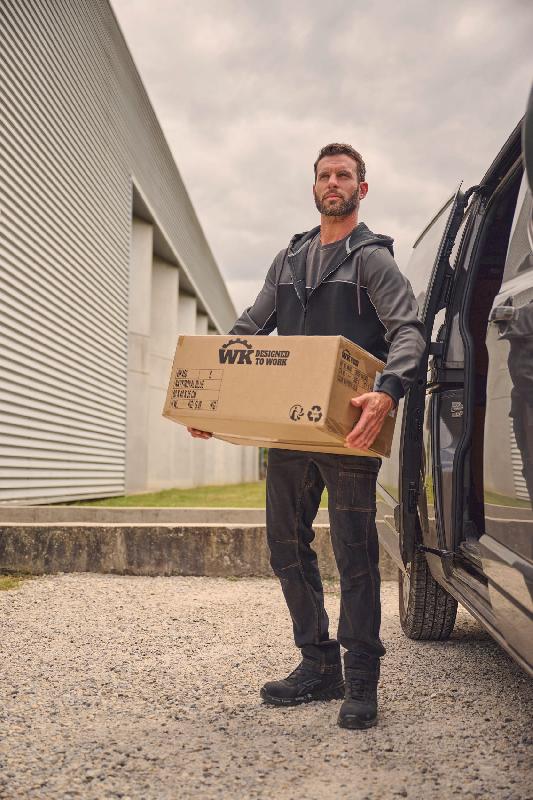 Veste de travail molleton bicolore zippée à capuche écoresponsable unisexe - Réf: WK410 - 60% coton / 40% polyester recyclé_4