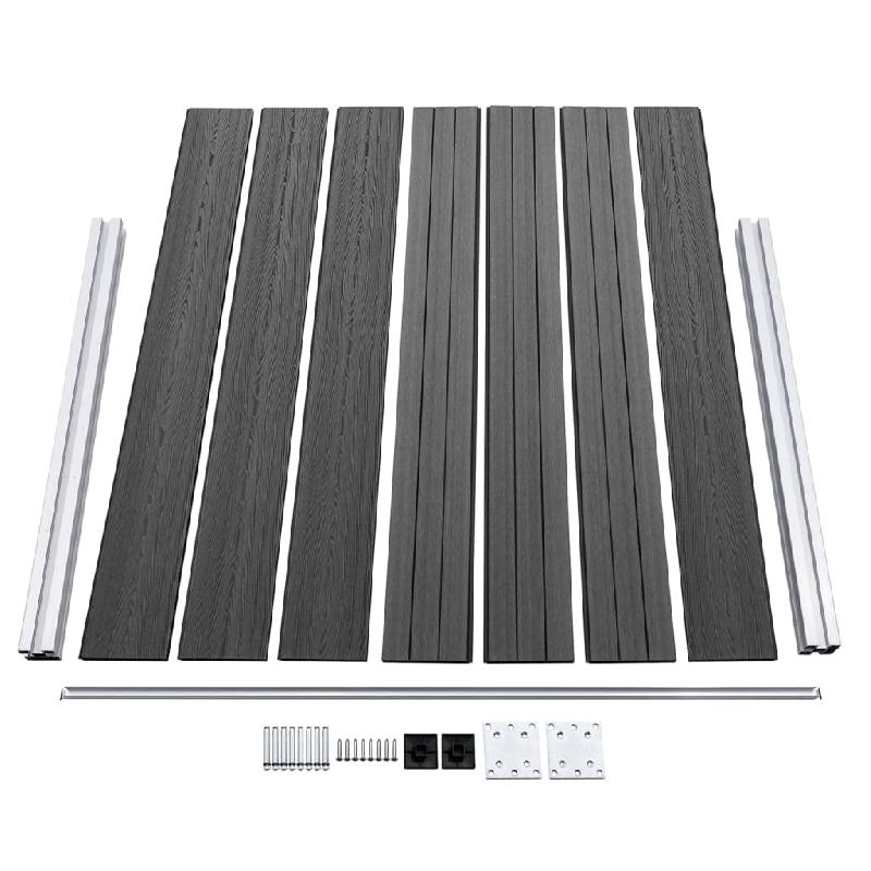 Vidaxl ensemble de panneau de clôture wpc 699x146 cm noir 3070461_4