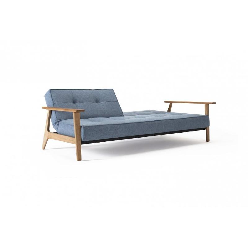 INNOVATION LIVING - Canapé-lit convertible SPLITBACK FREJ 115x200 cm - Piètement chêne - Tissu Mixed Dance Blue_4
