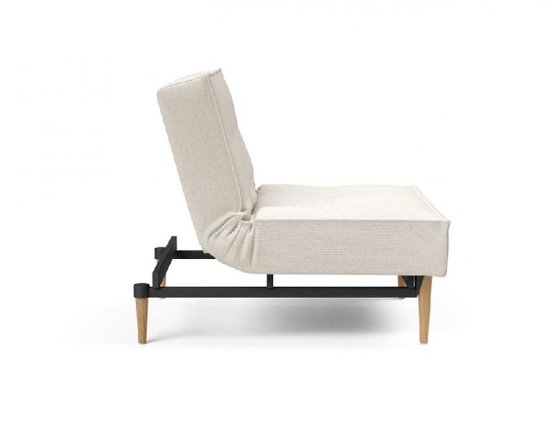 Innovation Living - Fauteuil Splitback Styletto convertible lit 90x115 cm - Pieds chêne naturel - Tissu bouclé Off White_4