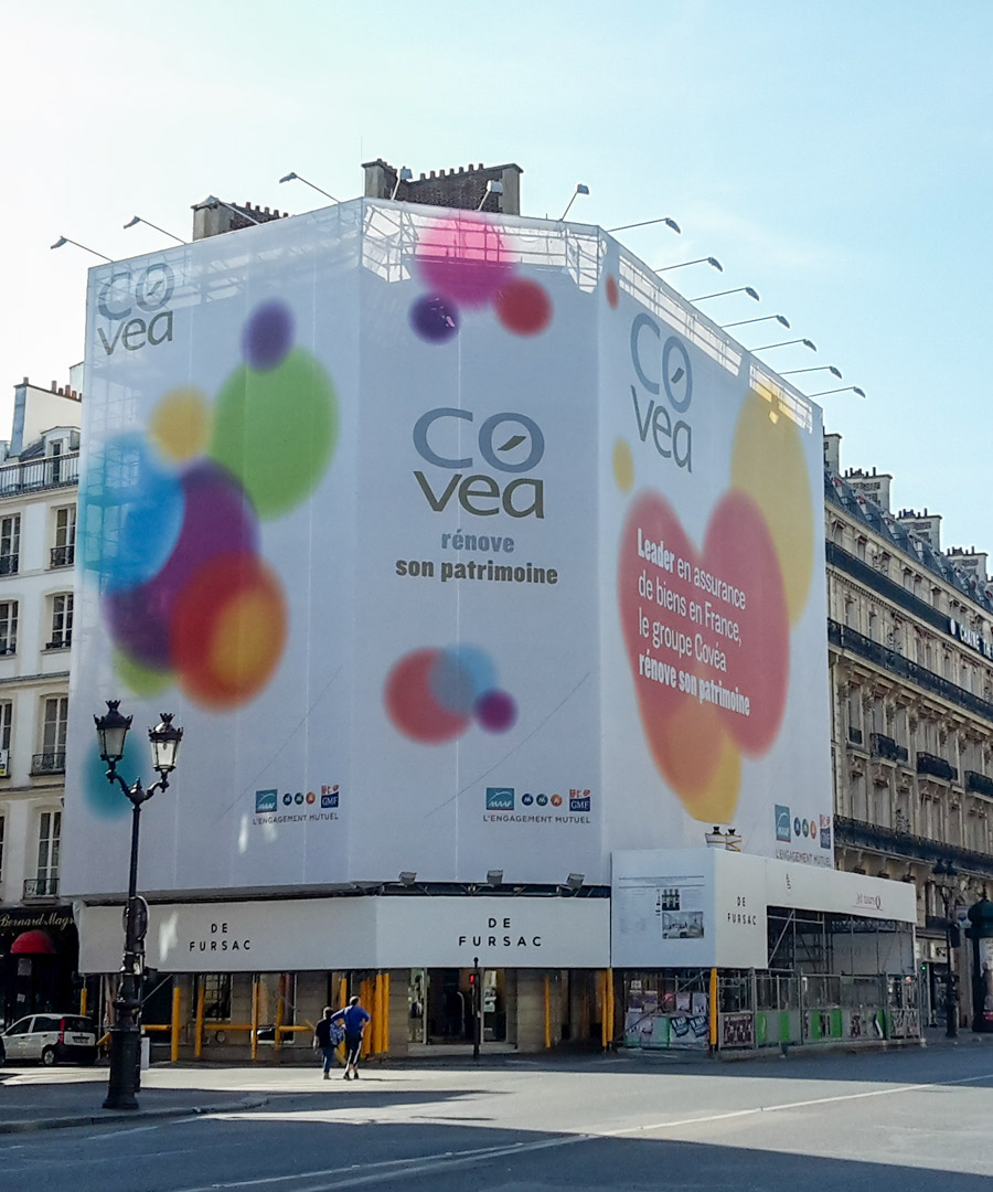 Habillage d'échafaudage de chantier avec toile imprimée sur mesure - Neosign - Communication grand format_4