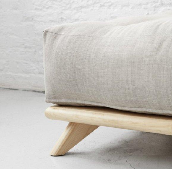 Canapé convertible futon Senza - pin naturel - coloris vert olive - couchage 90x200 cm - matelas épais 15 cm_4