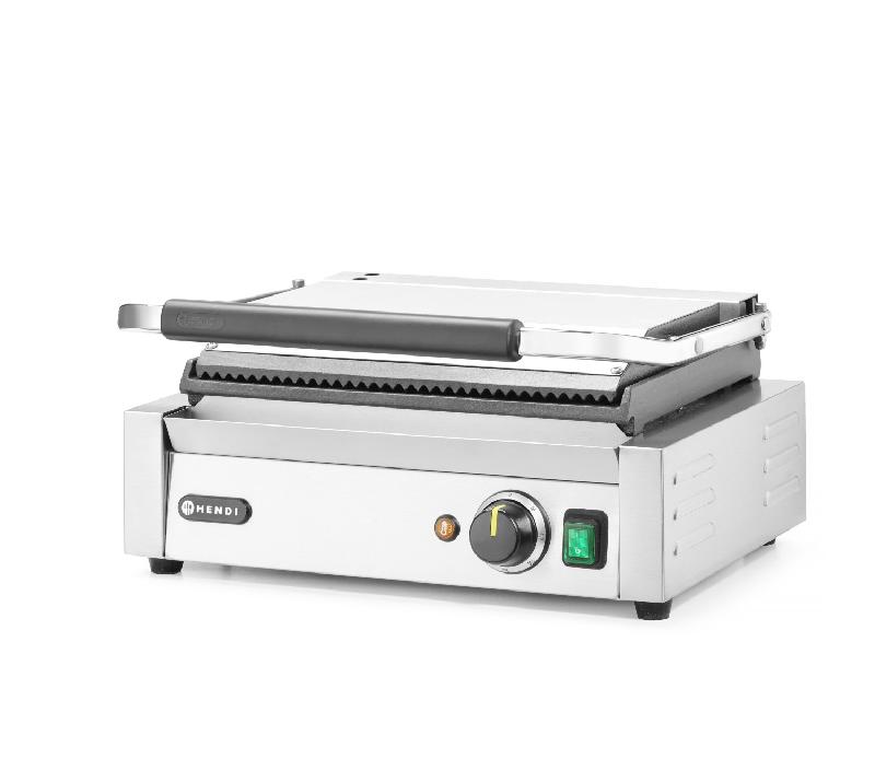 Grill de contact Panini 1/2 rainuré 1/2 lisse 340x230mm HENDI_4