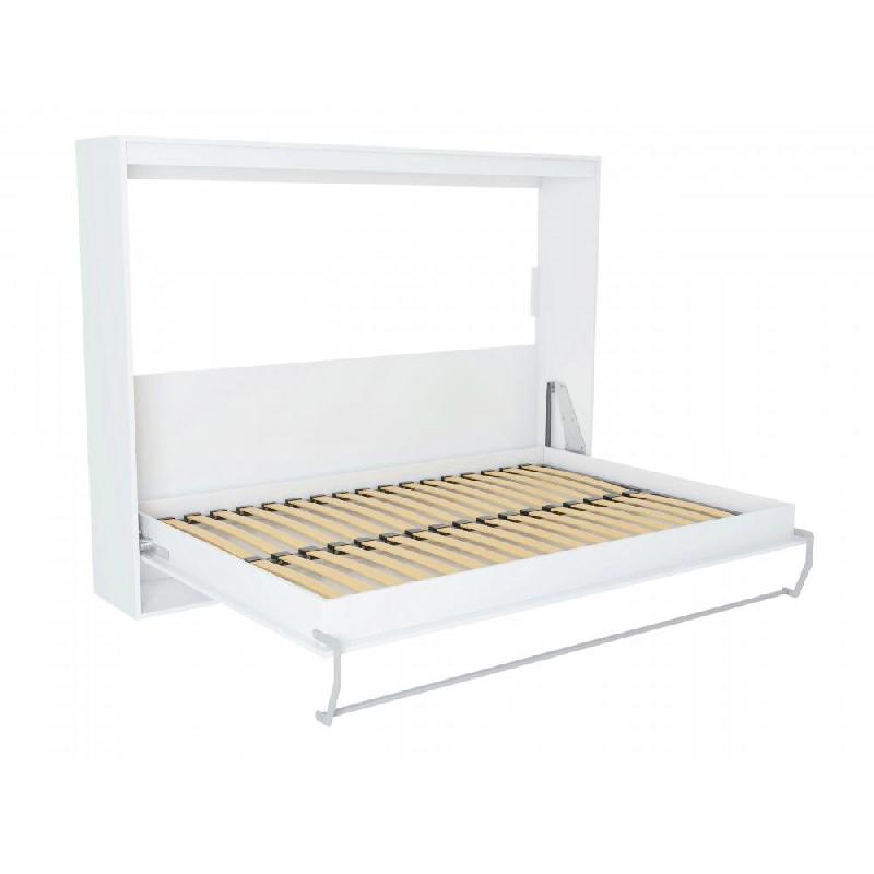 Armoire lit horizontale escamotable STRADA-V2 - Blanc mat - Couchage 140 x 200 cm - Ultra plate, ouverture transversale_4