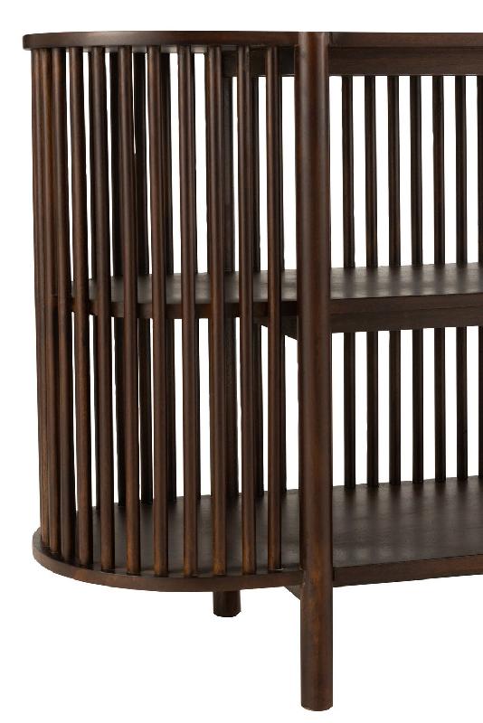 Buffet GADRA - bois de manguier marron foncé avec façade en grillage et 2 étagères - L160 x H75 x P38 cm_4