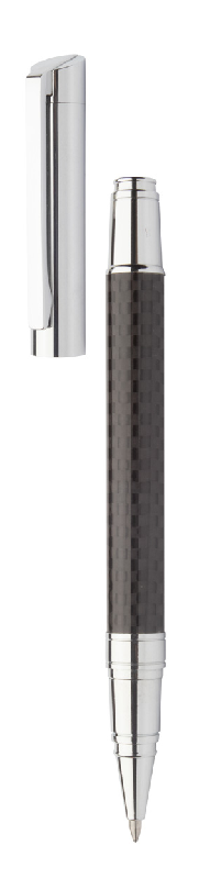 Parure stylos - Stylo à bille et roller en métal avec motifs carbone - Coffret cadeau André Philippe_4