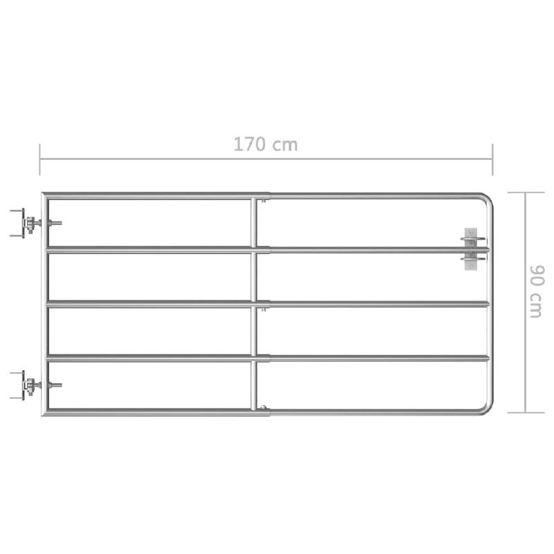 Vidaxl portillon à 5 barres acier (95-170)x90 cm argenté 145985_4