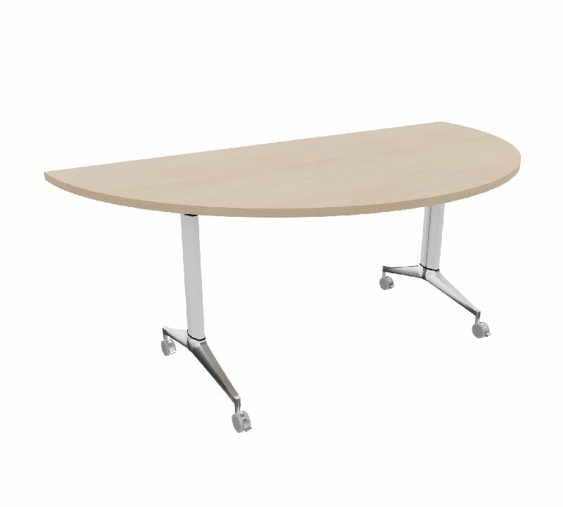 Table de réunion ½ lune Net - Mobel Linea - Blanc, Chêne moyen_4