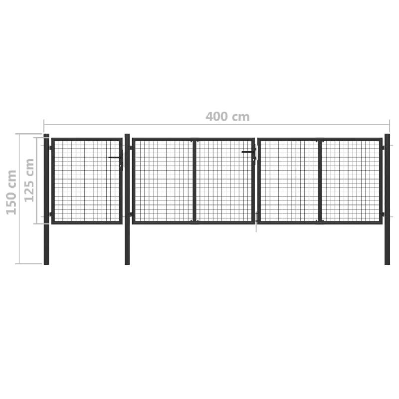 Vidaxl portail de jardin acier 400 x 100 cm anthracite 144329_4