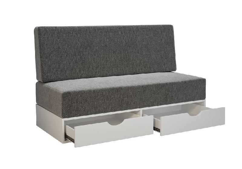 Armoire lit escamotable LOFT SOFA gris béton - Canapé avec tiroirs - Couchage 140x200 cm_4